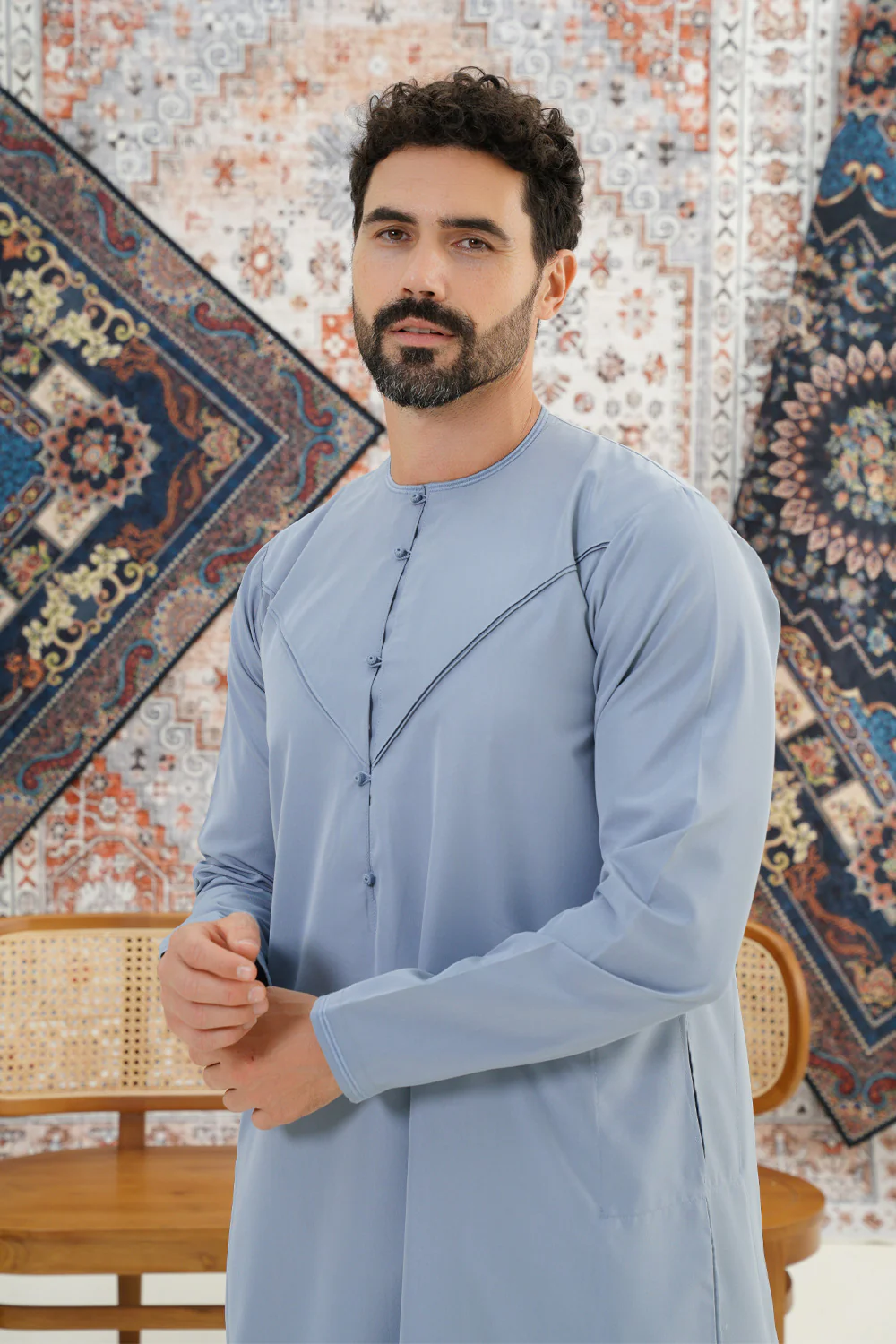 Emirati Denim Blue Thobe - Image 4