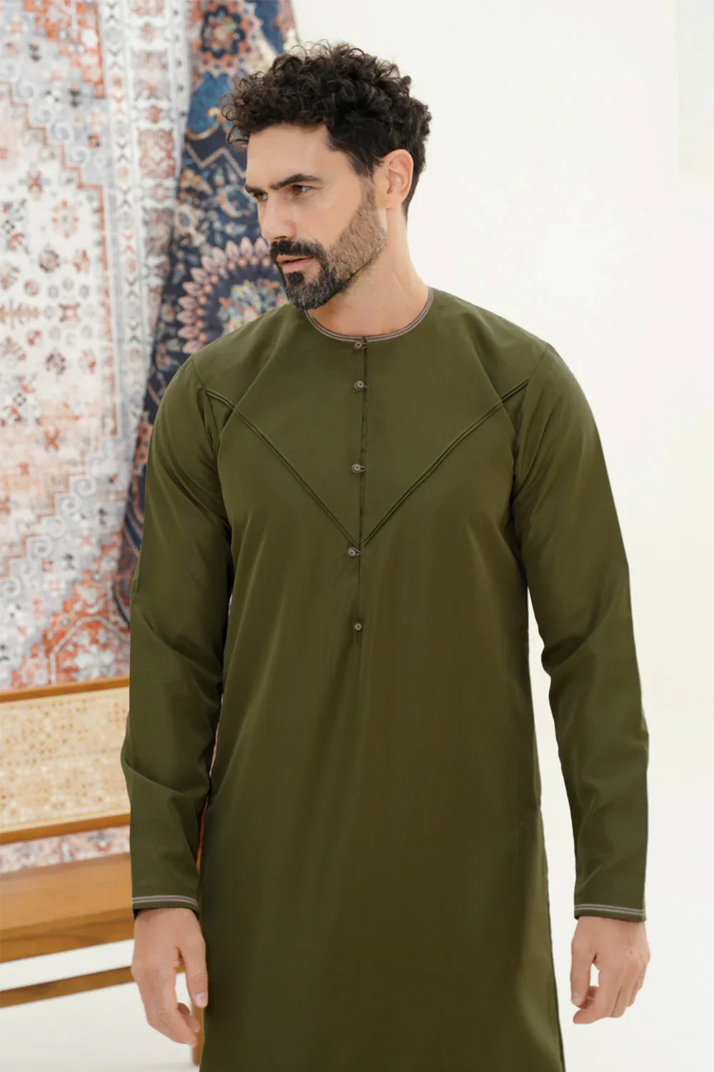 Emirati Forest Green Boys Thobe - Image 3