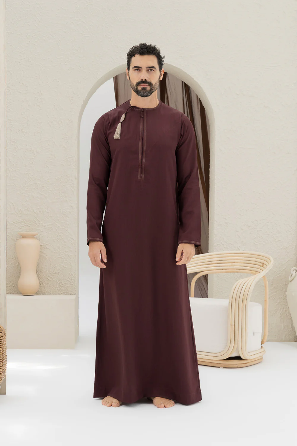Omani Burgundy Thobe - Image 2