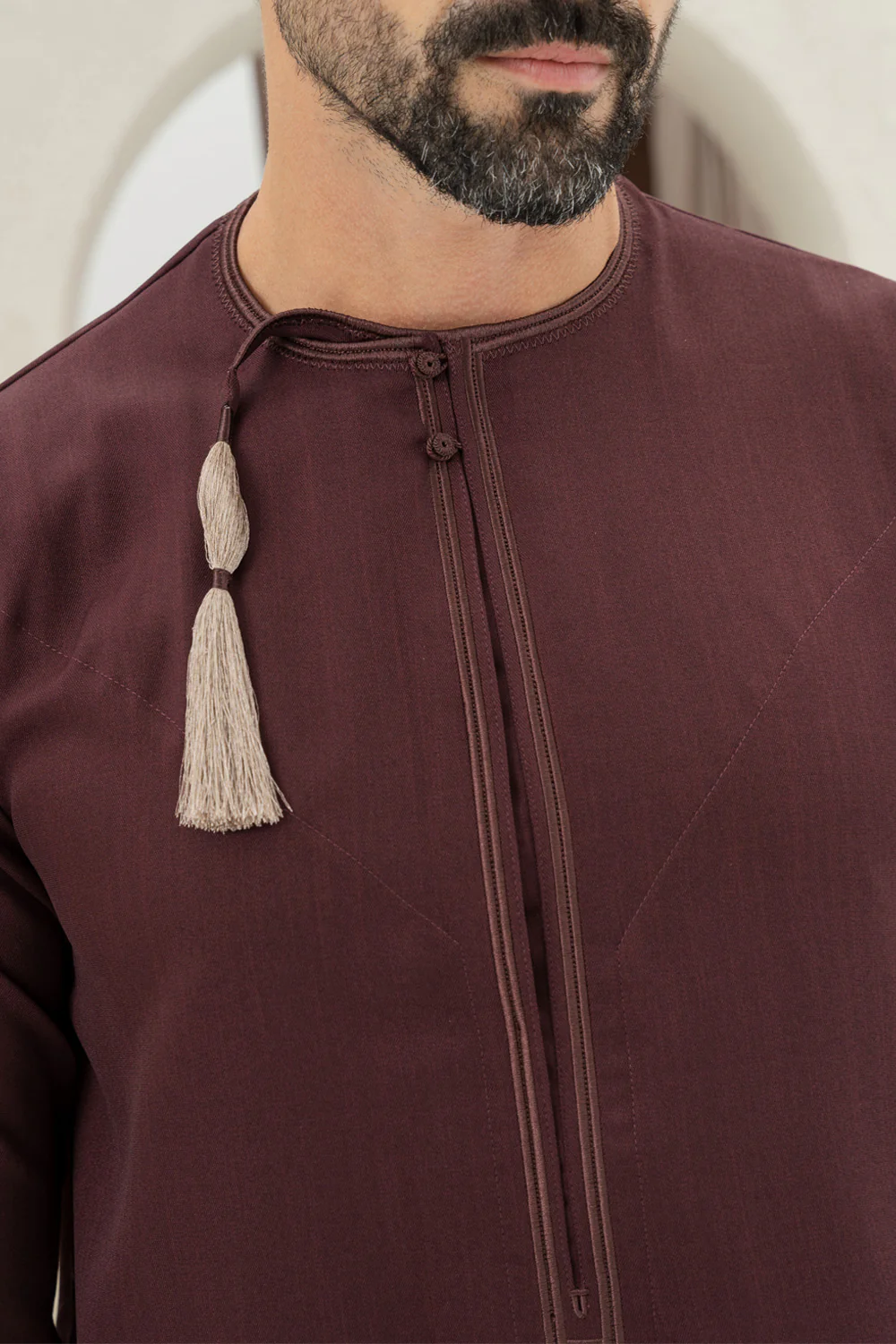 Omani Burgundy Thobe - Image 3