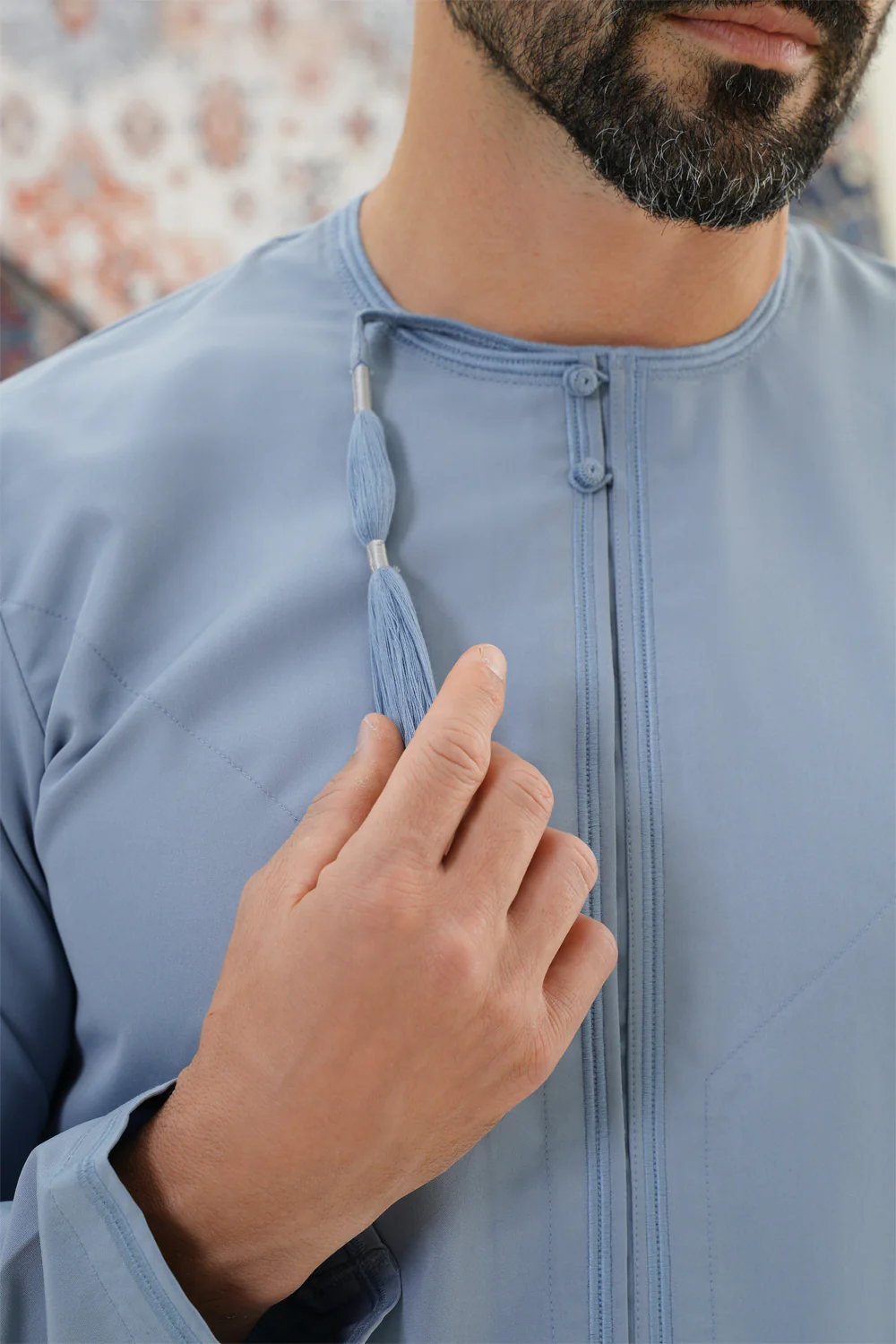 Omani Denim Blue Boys Thobe - Image 2