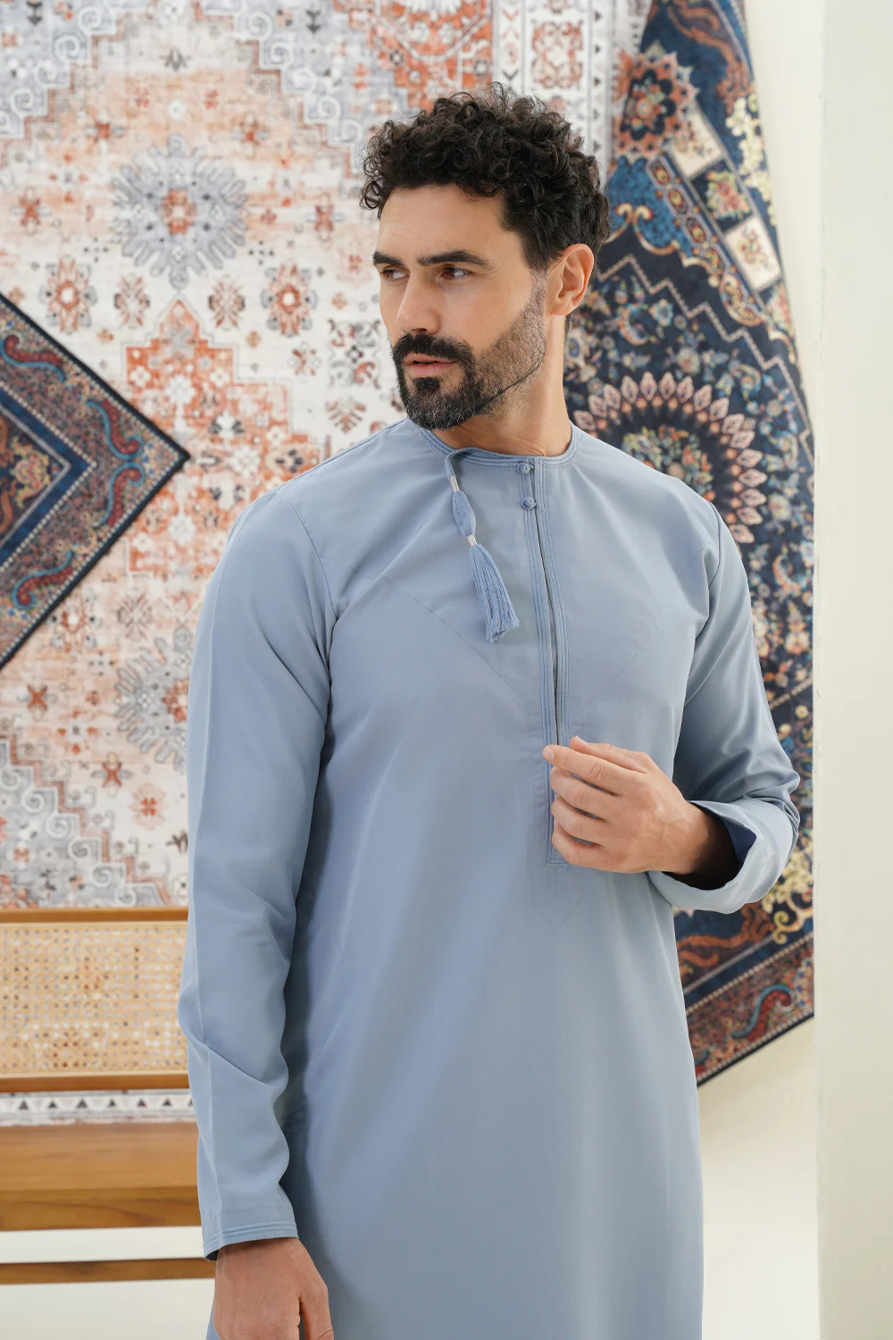 Omani Denim Blue Thobe - Image 3