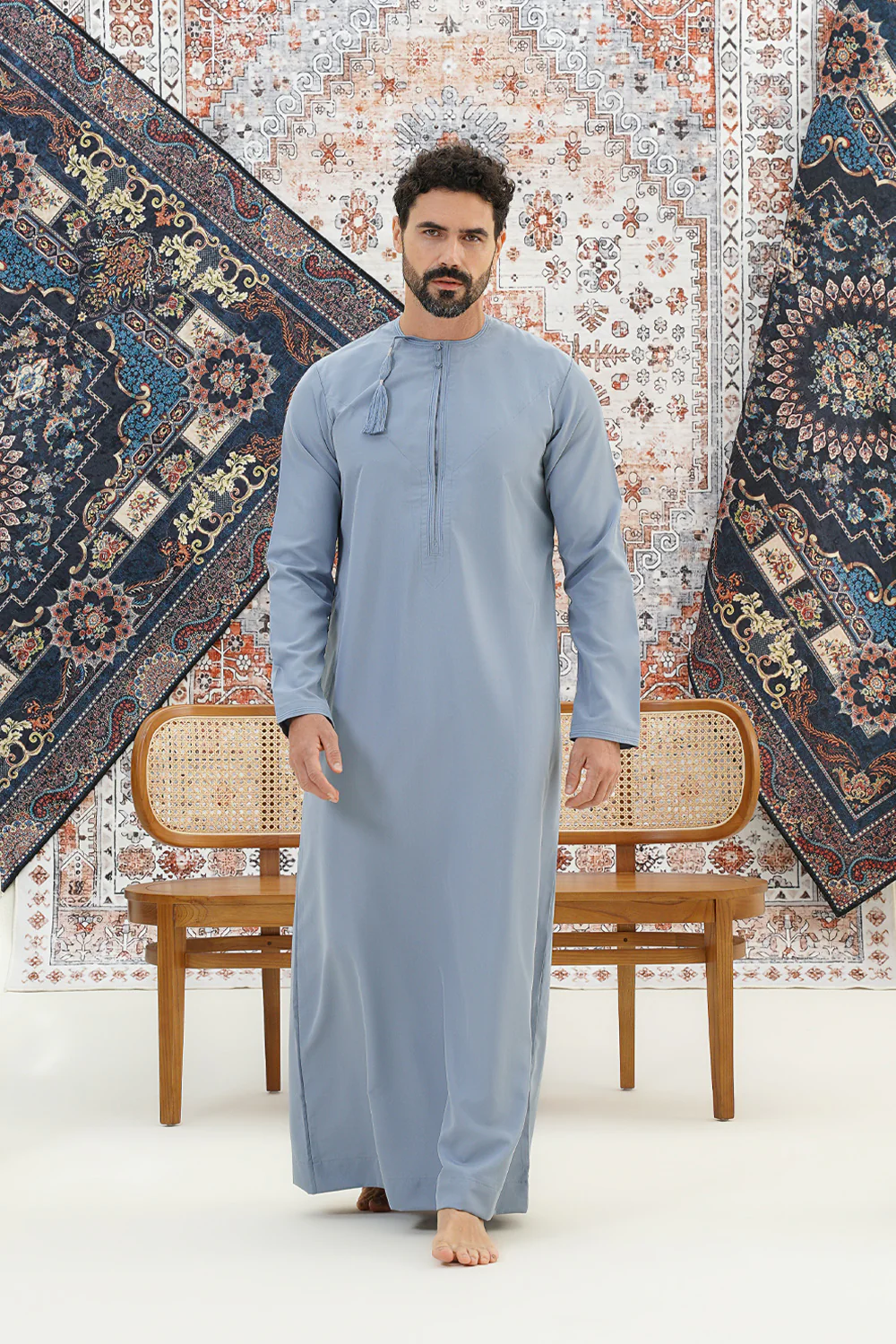 Omani Denim Blue Boys Thobe - Image 3