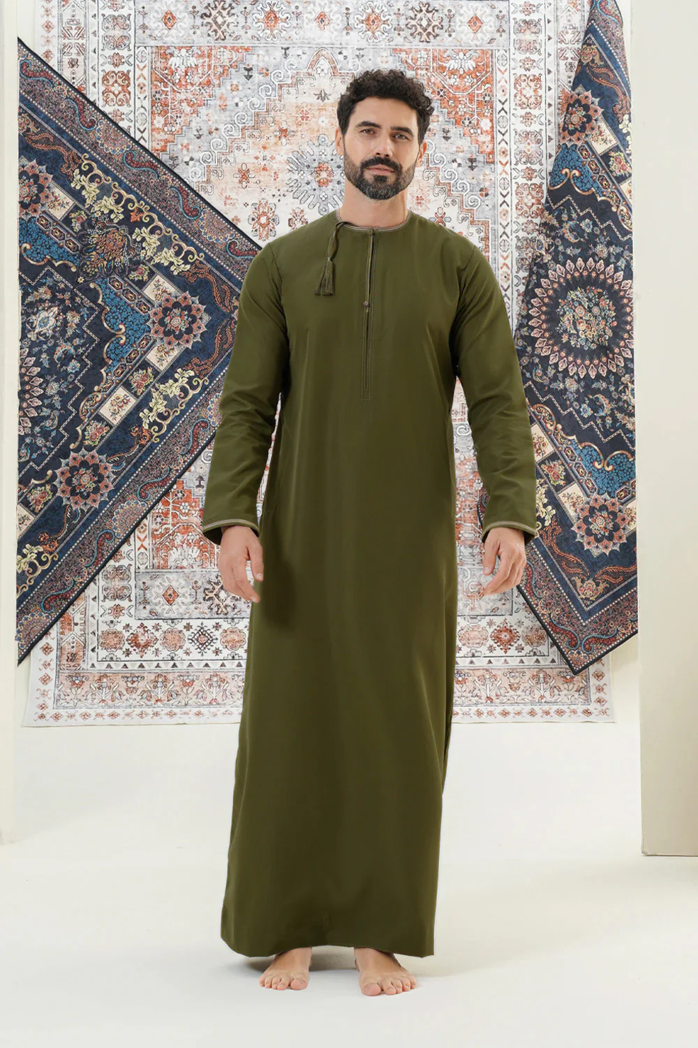 Omani Forest Green Boys Thobe - Image 3